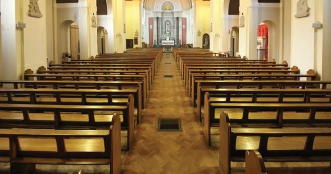 Church nave, similar to the one at St Francis Xavier church